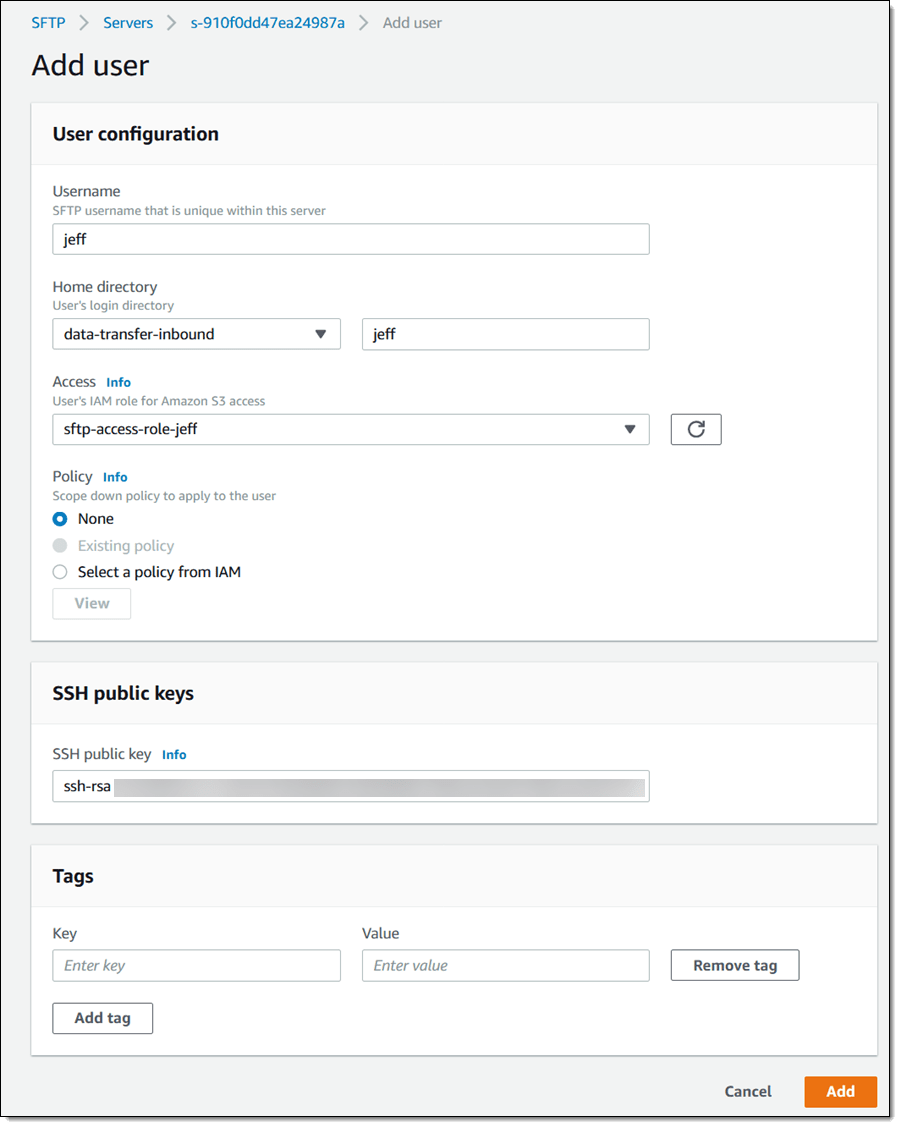 SFTP S3 Integration: Add User | Hevo Data